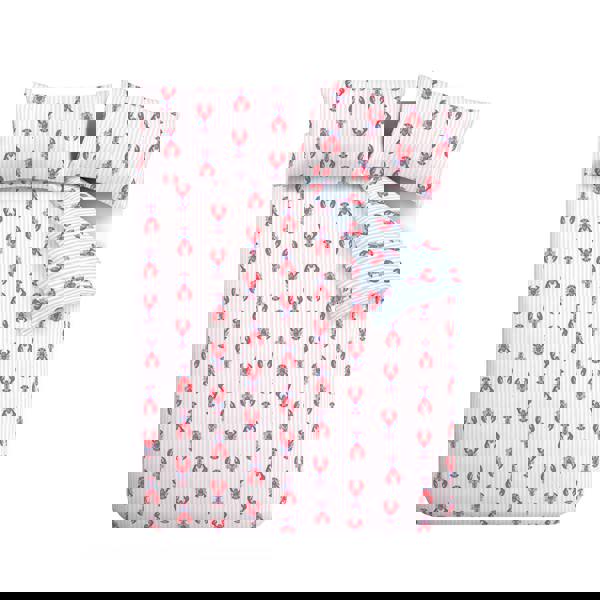 Sassy B Lobster Stripe Reversible Duvet Cover Set Pink / Blue