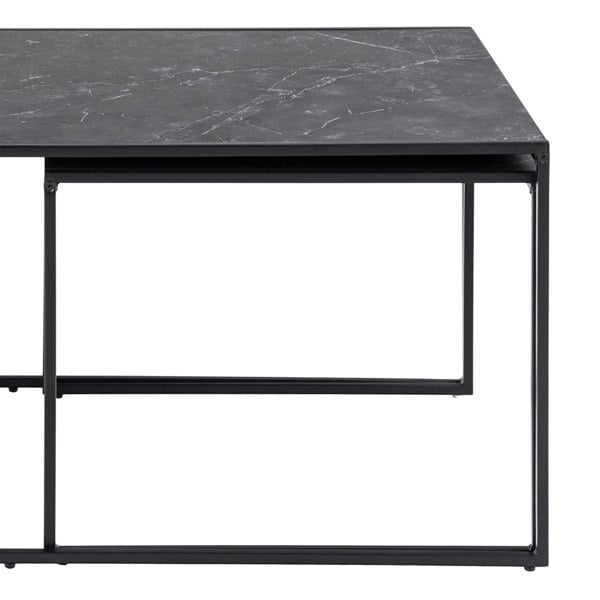 Furniture To Go Infinity Square/Coffee Table Setin Matt Black Set of 3