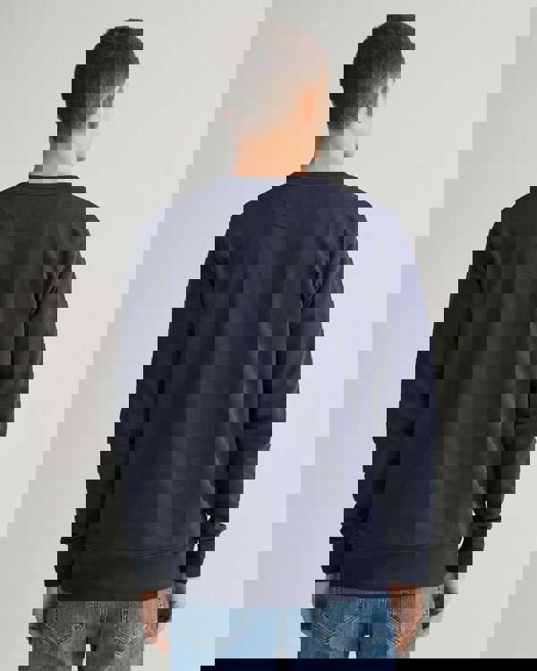 GANT Mens Regular Fit Shield Logo Crew Neck Sweatshirt - 433 Evening Blue