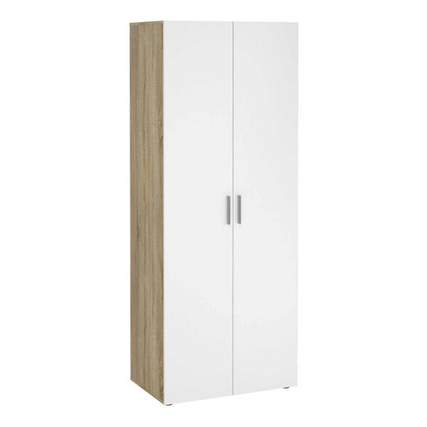 Wyld Haus Wilde Natural Oak Wood Effect and White Gloss Wardrobe 2 Doors