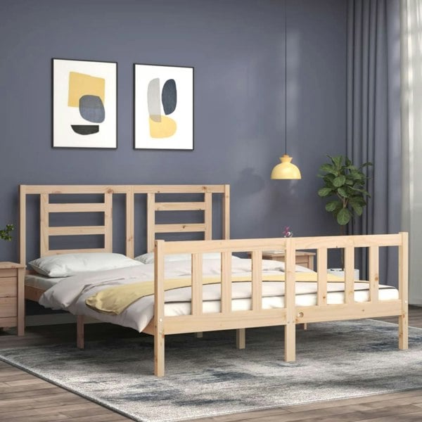 Berkfield Bed Frame with Headboard 160x200 cm Solid Wood