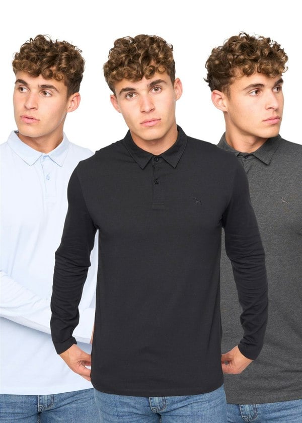Bewley & Ritch Saperton Long Sleeve Polo 3pk Assorted