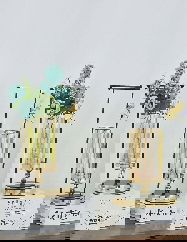 ANYHOUZ 34cm Candle Holder Flower Vase Tabletop Home Decor Modern Art Living Room Display House Decorative Crafts Ornaments with Metal Base