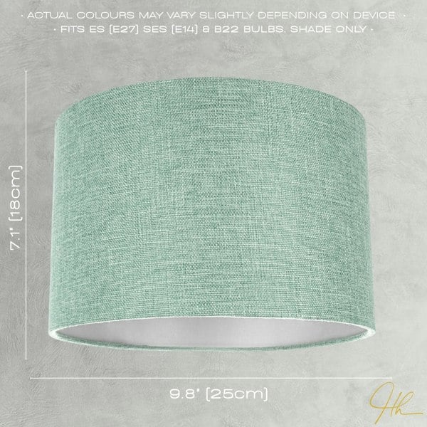Modern and Elegant Mint Plain Linen Fabric Drum Lamp Shade Maximum Image 6