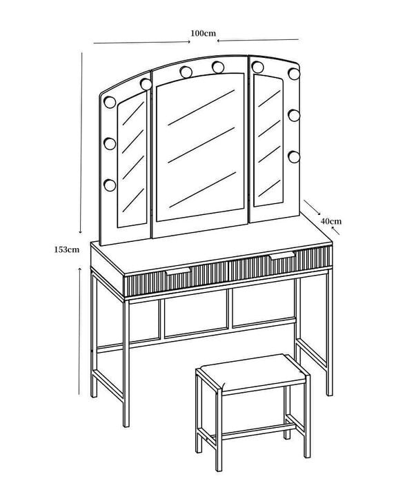 Kosy Koala White Dressing Table with LED Lights Mirror Drawers Vanity Makeup Stool Desk Set