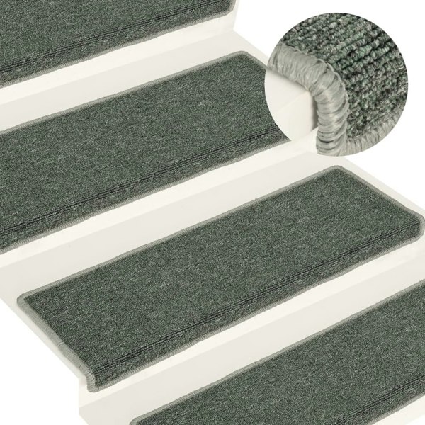 Berkfield Carpet Stair Treads 15 pcs 65x21x4 cm Green