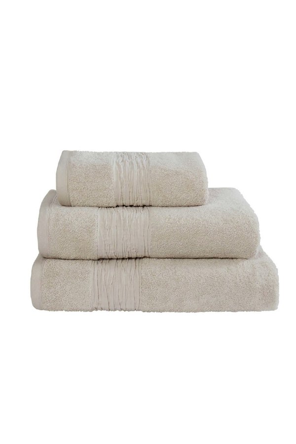 Lazy Linen Turkish Cotton With Linen Blend Insert Border 600gsm 2 Piece Hand Towel Bale - Beige