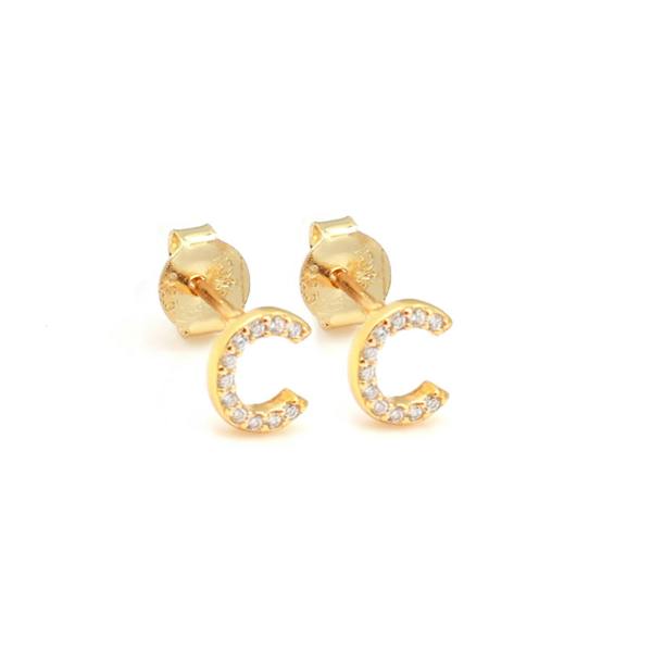 Say It With Dainty Initial Earring Pair - Yellow Gold