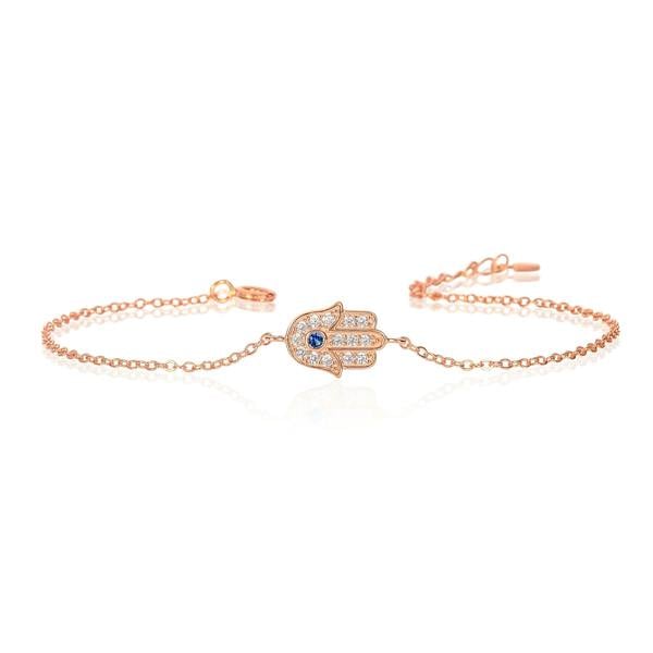 namana Dainty Rose Gold Plated 925 Sterling Silver Hamza Bracelet For Women