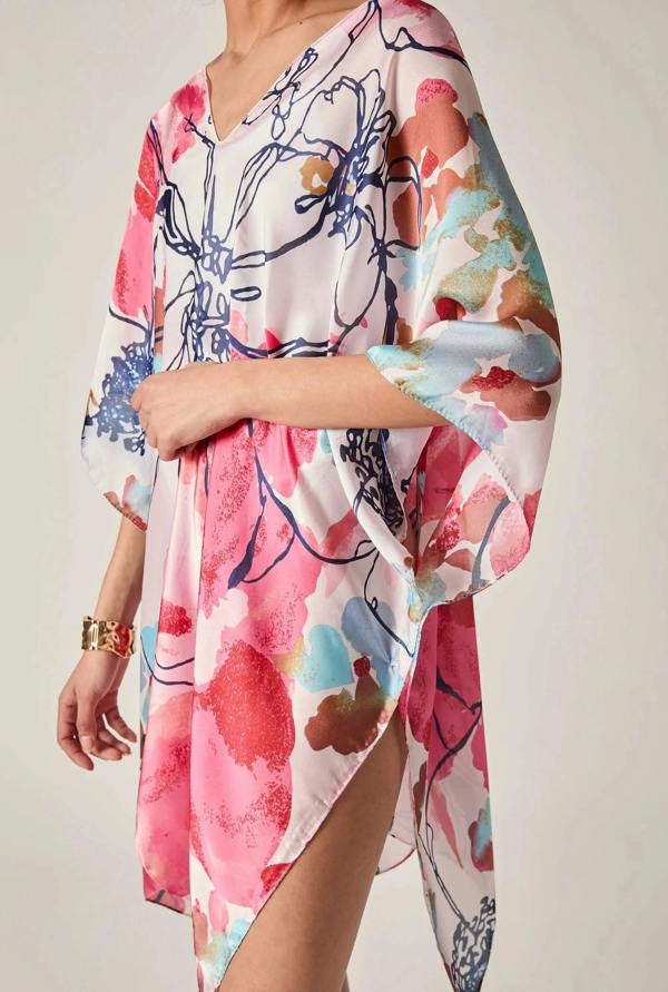 James Lakeland Red Floral Sketch Kaftan