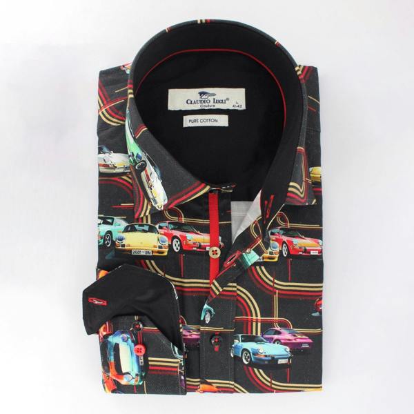 CLASSIC SPORTS CAR PRINT SHIRT – Premium Men's Patterned Shirt by Claudio Lugli | Bold Design, Tailored Fit, Best Printed Shirts