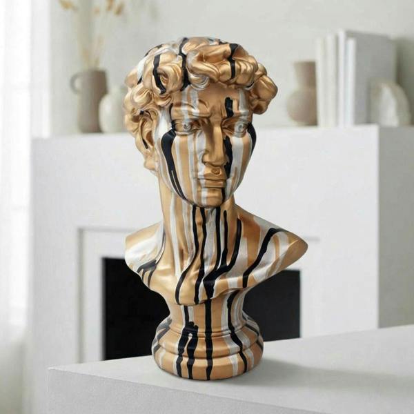 Garden Greatness Gold Drip Art David Sculpture