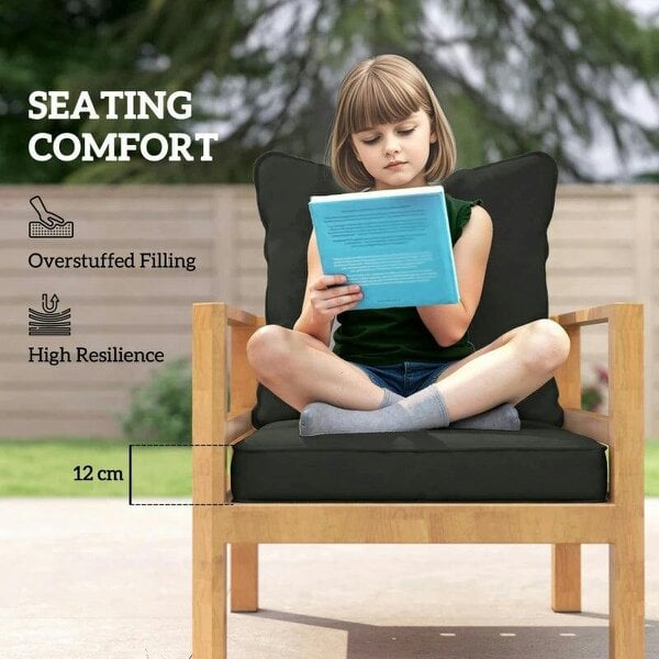 Seat and Back Padded Cushion Set, CUSHION ONLY - Black