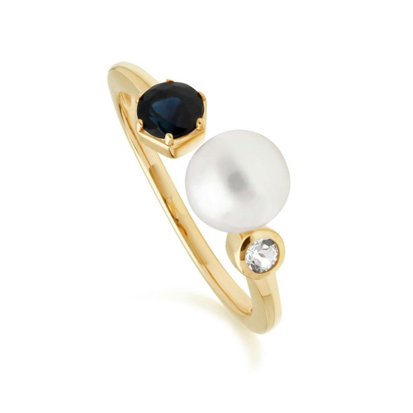 270E030101925-270R058601925 Modern Pearl, Sapphire & Topaz Ring & Earring Set 2