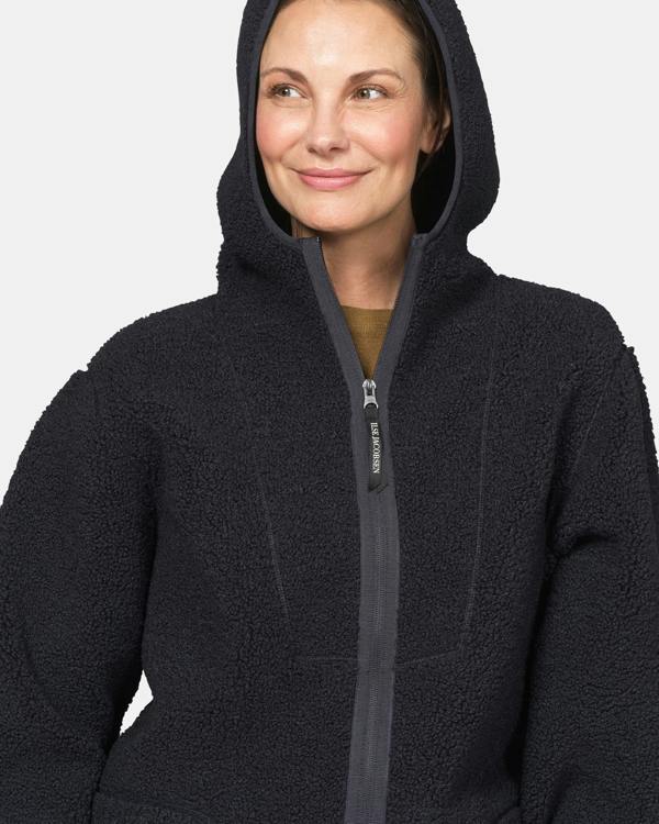 Ilse Jacobsen Bonded Pile Womens Hooded Jacket - Dark Indigo 660