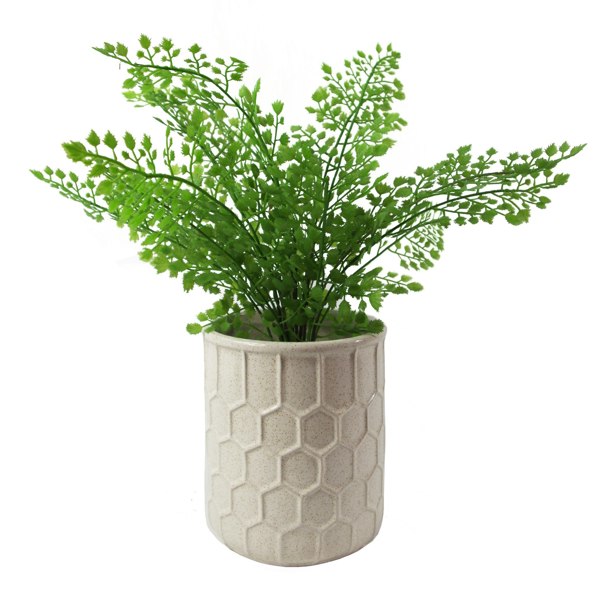 Leaf 16cm White Honeycomb Ceramic Planter