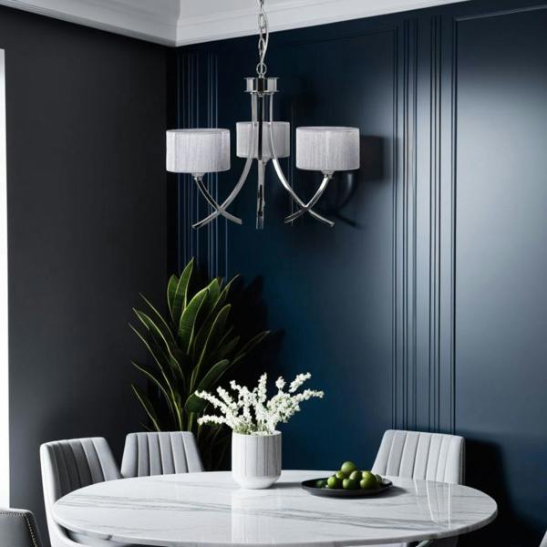 Pagazzi Lighting Justina 3 Light Polished Chrome Chandelier with Silver String Shade