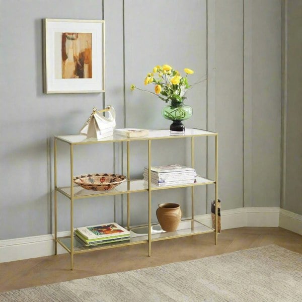 Modcraft 3-Tier Console Table with Tempered Glass Display Shelf