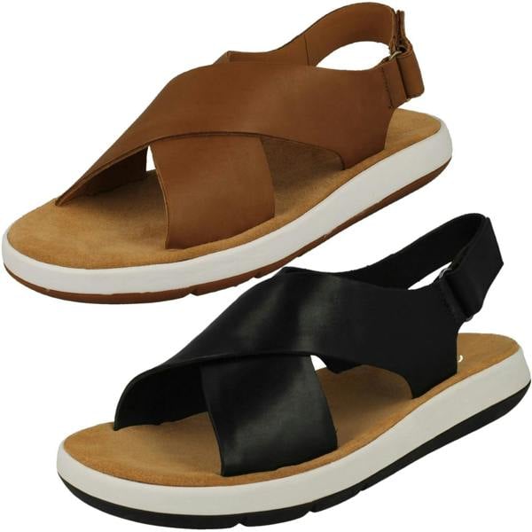 Clarks Ladies Clarks Unstructured Cross Detailed Wedge Heel Sandals Jemsa Cross