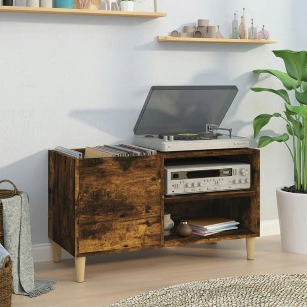 Berkfield Record Cabinet Smoked Oak 84.5x38x48 cm Engineered Wood