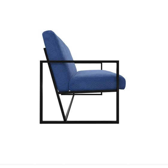 Wyld Haus London Blue Velvet 2 Seater Sofa Black Metal Legs