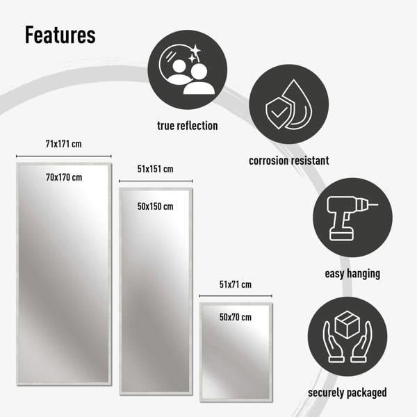 Nielsen Star Aluminium Wall Mirror - Rectangular - Grey