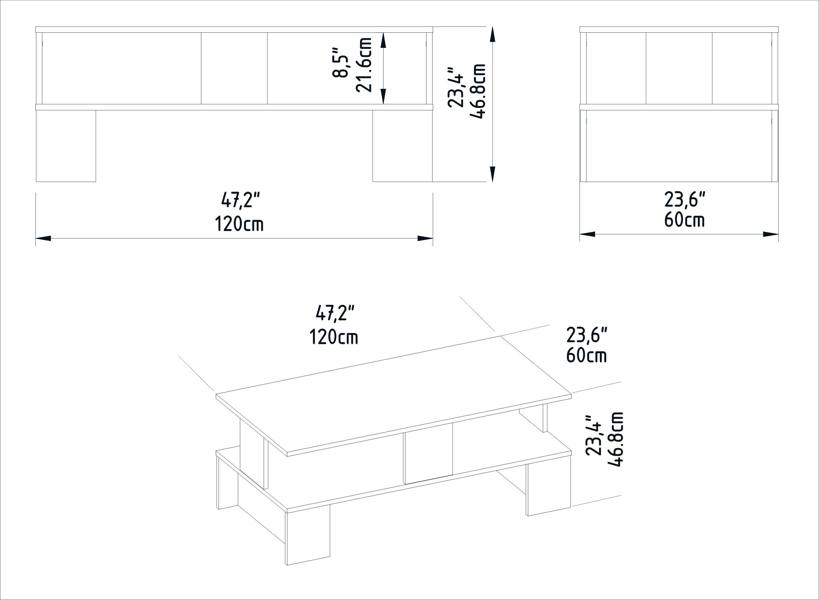 Decorotika Evans 120 cm Coffee and Cocktail Table