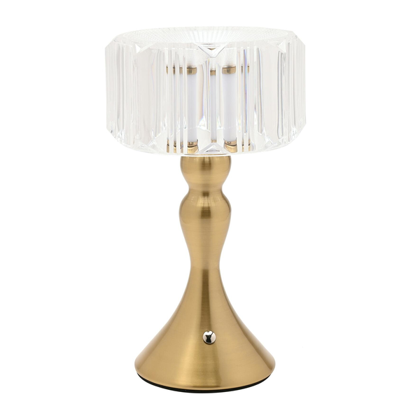 Hestia Crystal Effect USB Touch Table Lamp with Curved Bronze Base