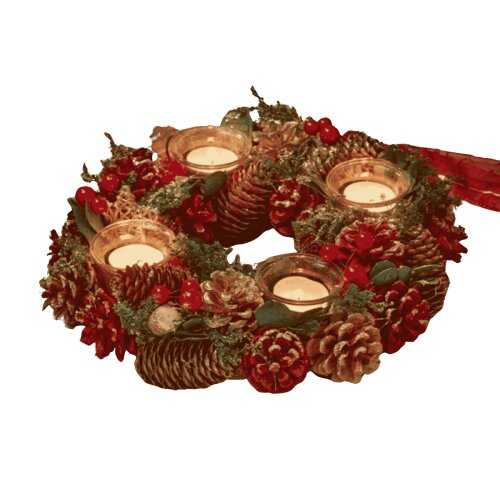 Samuel Alexander 33cm Red Christmas Bauble Quartet Candle Holder with Pinecones and Berries
