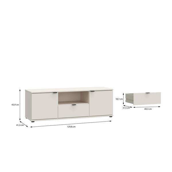 Furniture To Go Ganymede TV Unit with Open Shelf, Drawer & 2 Doors in Sand