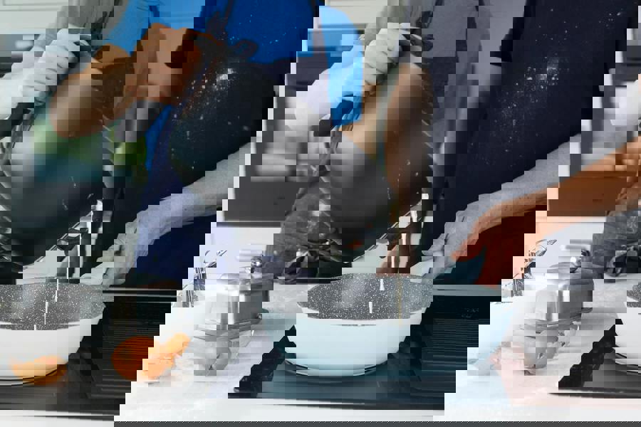 MasterClass Cast Aluminium Frying Pan Set, 26cm and 28cm 2pc Sky Blue Non-Stick Frying Pans with Soft Touch Handles