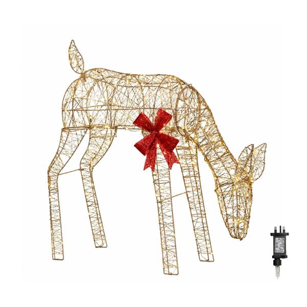 Samuel Alexander 72cm Gold Twist Grazing Doe Light Up Christmas Decoration with 300 Warm White LEDs