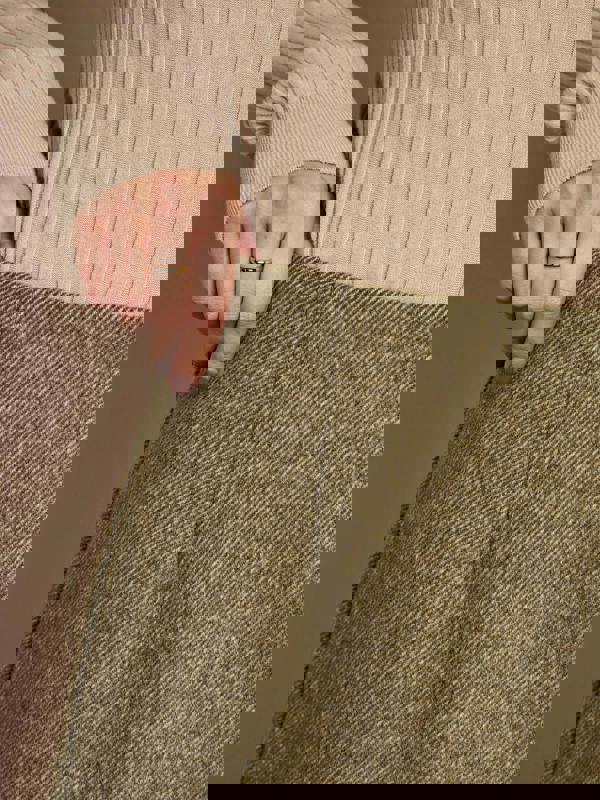 GWD Meredith Wool Blend Skirt – Olive Herringbone