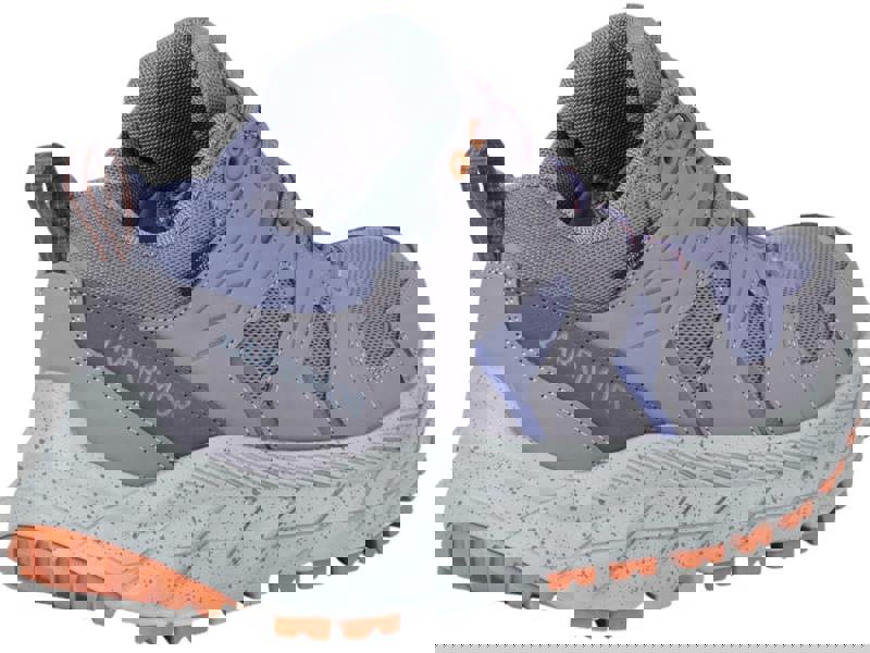 Karrimor Kestrel Womens Casual Walking Trail Hiking Outdoor Trainers, light purple and grey walking shoes with rugged sole and breathable mesh panels.