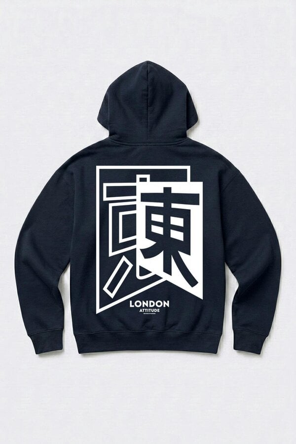 London Attitude Relaxed Fit Japanese Inspired  Graphic Hoodie