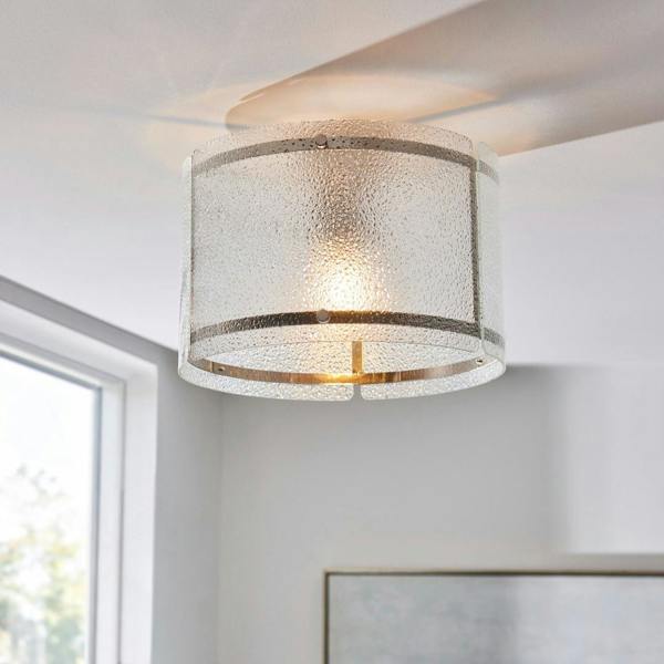 Pagazzi Lighting Traynor Clear And Satin Nickel Flush Ceiling Light