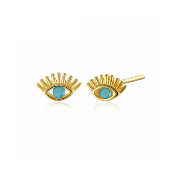 Spero London Turquoise Bleu Eye Stud Earrings Sterling Silver