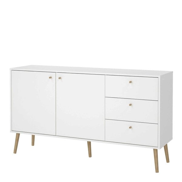 Wyld Haus Quietbloom White Wooden Sideboard 2 Doors 3 Drawers