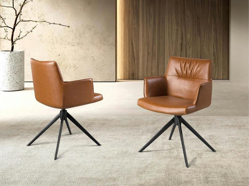 Angel Cerdá Cognac brown leatherette swivel chair 4193