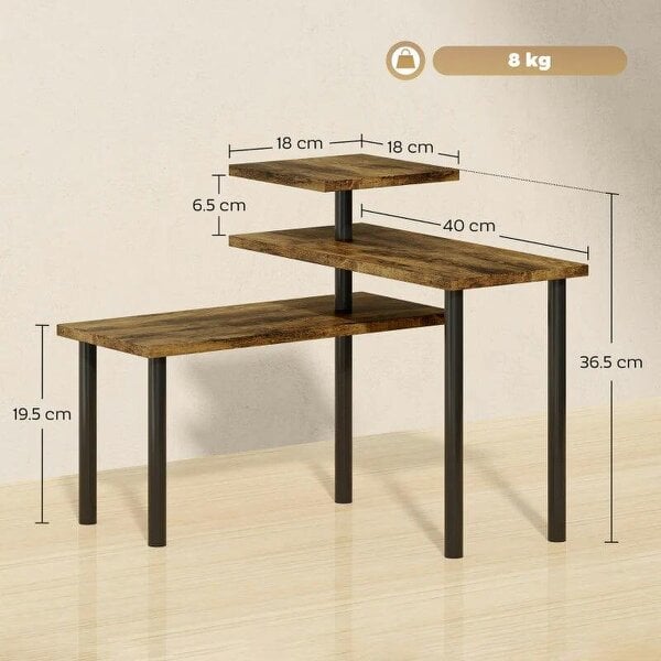 Bobobiy 3-Tier Kitchen Countertop Organiser, Adjustable Spice Rack, Corner Shelf for Kitchen, Coffee Bar, Bathroom, Rustic Brown