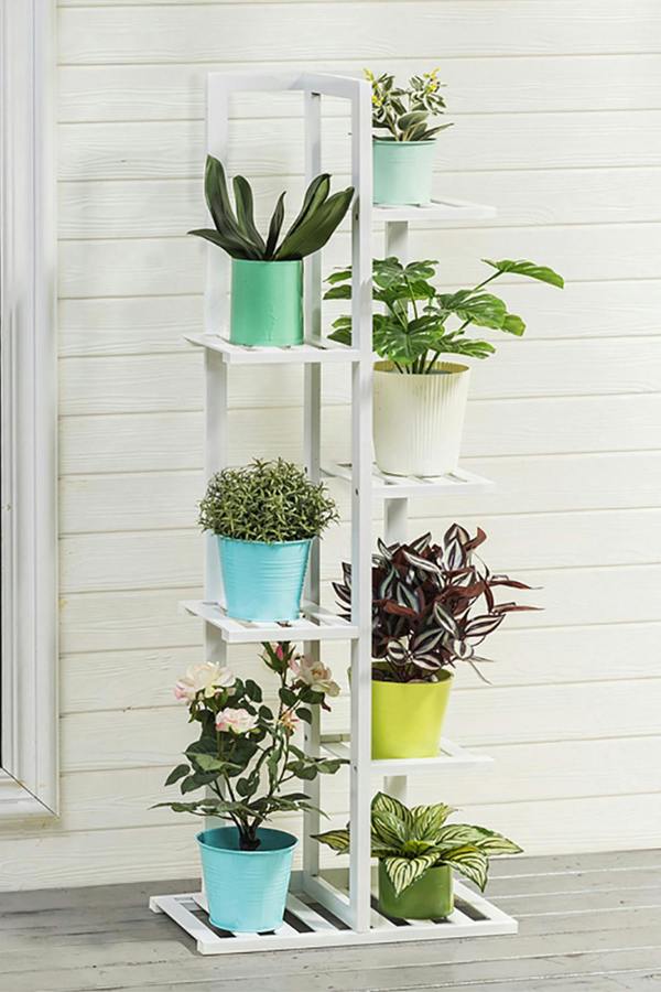 Living and Home 6 tier Alexander Free Form Multi Tiered Rubberwood Plant Stand