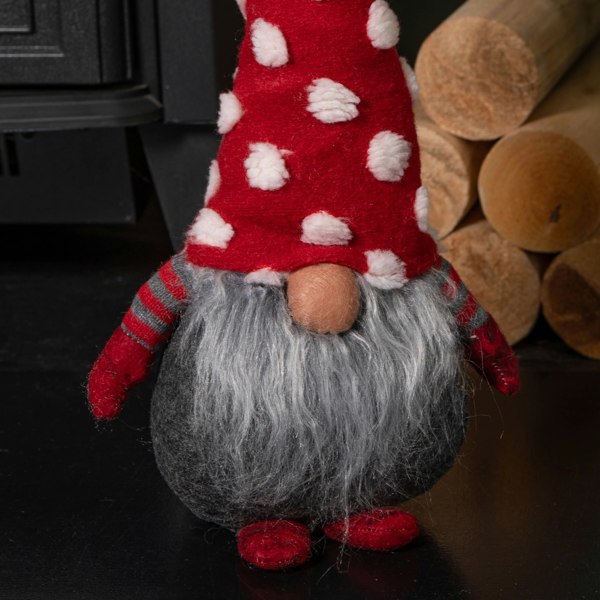 Samuel Alexander 32cm Festive Christmas Red & Grey Bearded Gonk with White Polka Dot Hat