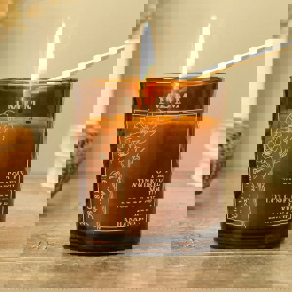 Personalised Memento Company Personalised August Birth Flower Amber Glass Candle