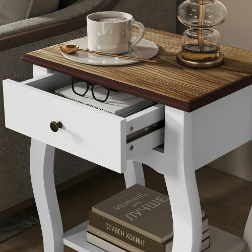 Wyld Haus Rifipa White Set Of 2 French Style Bedside Tables With Drawer And Open Shelf