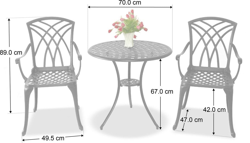 Centurion Supports OSHOWA Garden and Patio Table and 4 Large Chairs with Armrests Cast Aluminium Bistro Set - Black