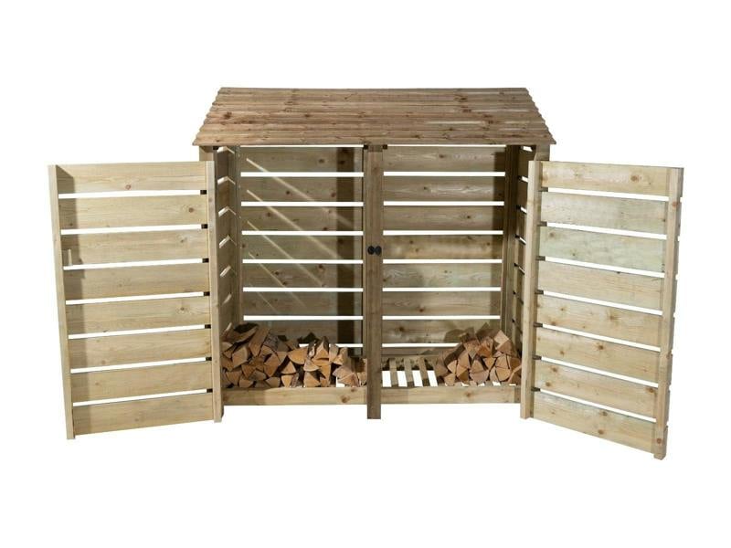 Arbor Garden Solutions Slatted Wooden Log Store with Doors W-187cm, H-126cm or 180cm, D-88cm