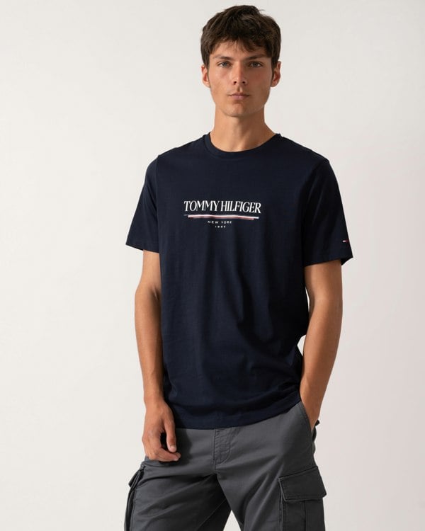 Tommy Hilfiger Brand Love Hilfiger Mens Tee - Desert Sky - CHO - Designer Mens T-Shirts & Tops