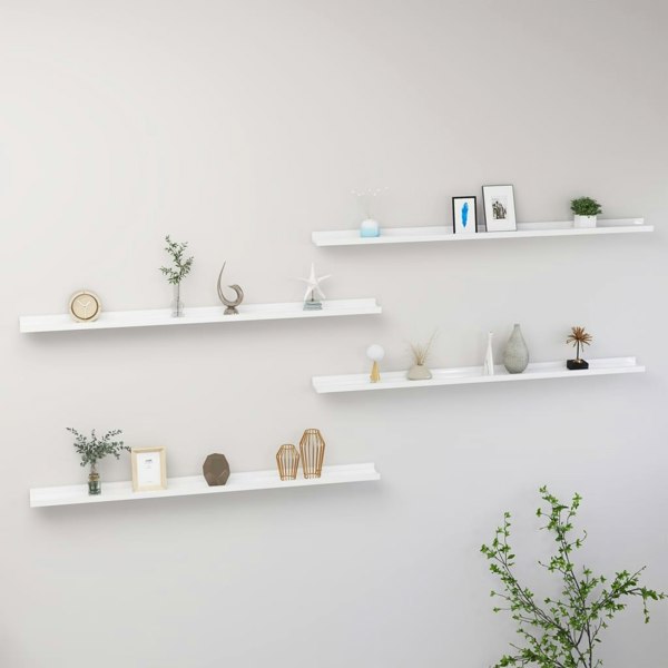 Berkfield Wall Shelves 4 pcs High Gloss White 115x9x3 cm