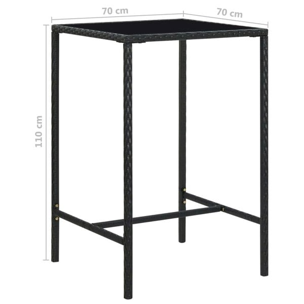 Berkfield 3 Piece Garden Bar Set with Cushions Poly Rattan Black
