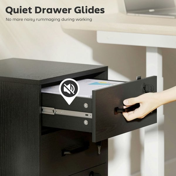 HOMCOM 3 Drawer File Cabinet Rolling Filing Cabinet for A4 and Letter
